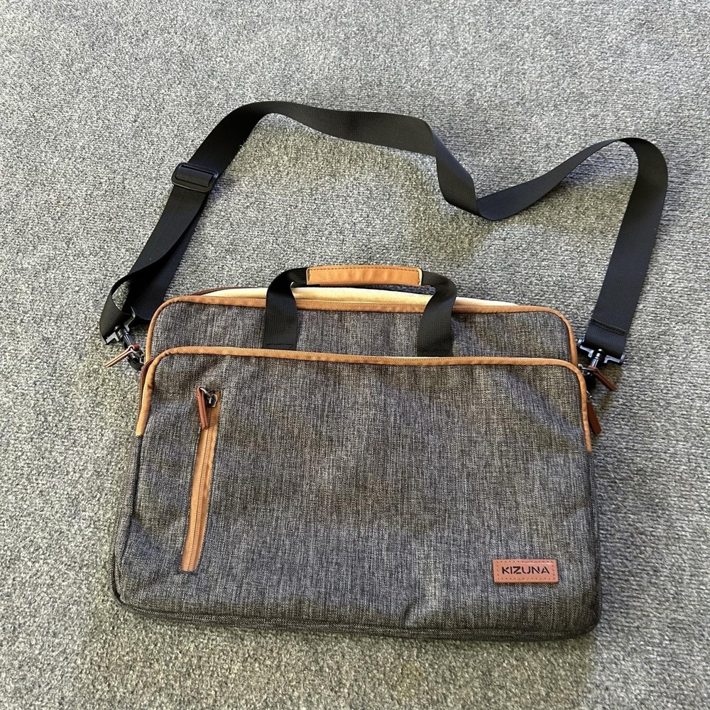 KIZUNA 15 In Laptop Shoulder Messenger Bag Gray Padded Briefcase Work Tote Bag